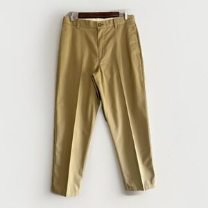 LL Bean Men Chino Dress Pants Khaki Classic Wrinkle Free Plain Flat Front 32x28